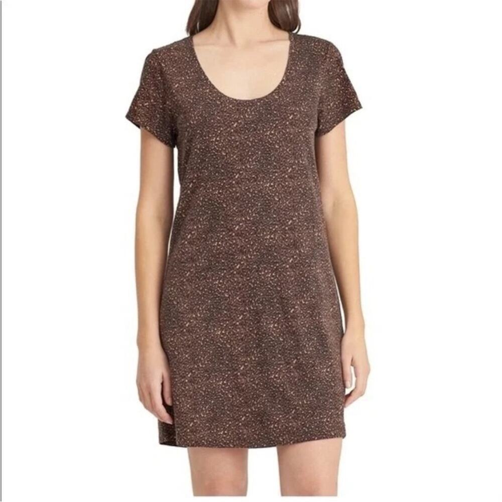 Sanctuary Brown Speckled Scoop-Neck Mini Dress